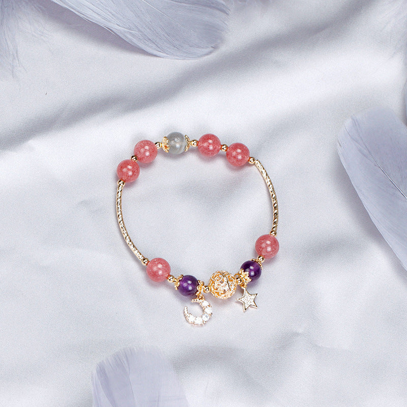 Bardo Crystal Bracelet Strawberry Quartz White Moonlight